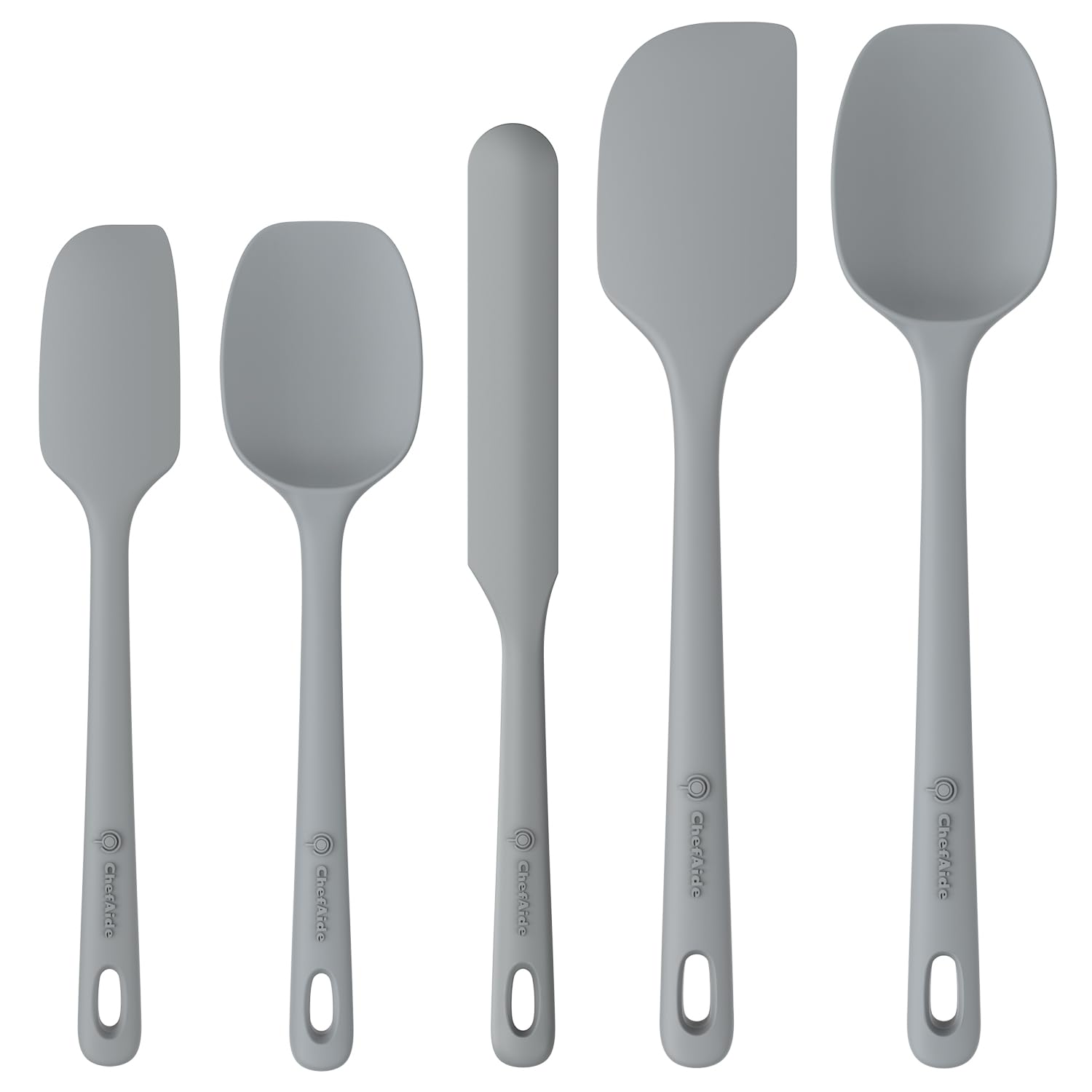 5 Pieces Silicone Spatula Set, Food Grade Rubber Spatula, Upgrade Strong Handle with Ergonomic Grip, Heat Resistant Up to 600°F for Nonstick Cookware, Cooking